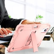Rugged Case for Lenovo Idea Tab Plus 12.1 Inch 2025 (Model: TB361FU), Heavy Duty Shockproof Full-Body Protective Cover with Built-in Kickstand & Pen Holder, Black/Rose