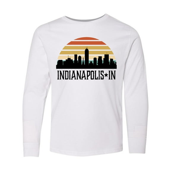 Inktastic Indianapolis Indiana Skyline Retro Long Sleeve Youth T-Shirt