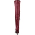 thumbnail image 2 of BLISSFUL STEP Women's Boots Thigh High Patent Leather Stiletto Heel Pointed Toe Zipper Boots Burgundy 9.5, 2 of 6