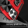 thumbnail image 3 of for iPhone 15 Pro Armor Case Stand, [Built in Kickstand & Slide Camera Cover] Military Grade Drop Protection Shockproof Hard PC Heavy Duty Bumper Phone Case For iPhone 15 Pro, Red, 3 of 10