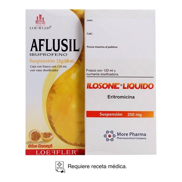 Ilosone Eritromicina 250 mg suspensión 120 ml