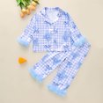 thumbnail image 2 of WUANDIXFA Pajamas for Kids GirlsGirls Satin Button Down Long Sleeve Pajama Set 2 Piece Set,Light Blue,5-6 Years, 2 of 9
