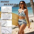 thumbnail image 5 of Garronmavis Women's Bikini Set 2 Piece Camouflage Fish Twist Front Drawstring Bathing Suits Halter Tummy Control Summer Swimwear for Women, 5 of 6