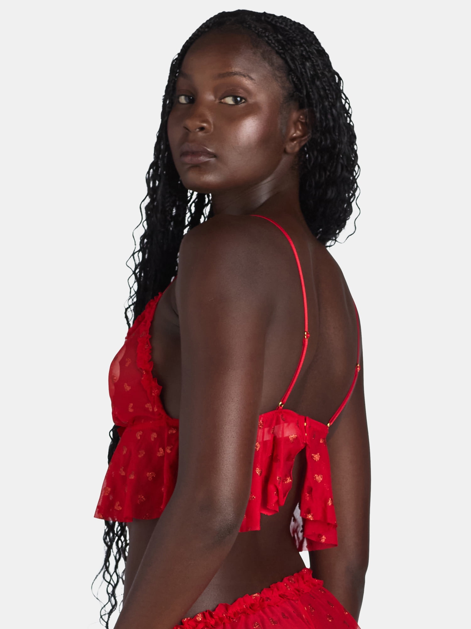 Just Sexy Lingerie Women’s Glitter Printed Cropped Cami and Shorts Set, 2-Piece, Sizes S-XL