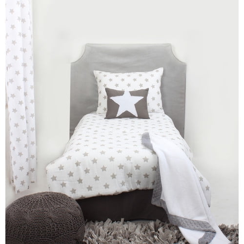 Bacati - Stars 100% Cotton Muslin 4-Piece Toddler Bedding Set, Red