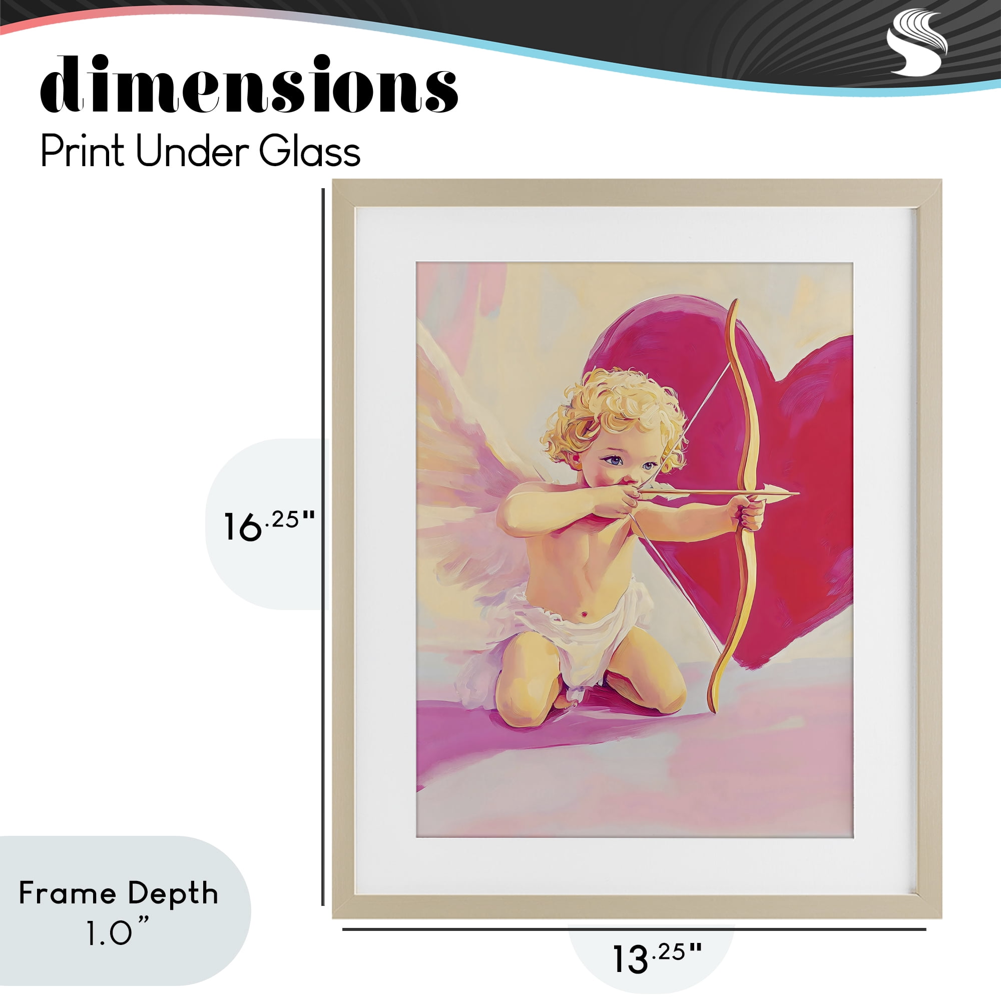 Stupell Industries Cupid Shooting Arrow with Heart Birch Framed Print Under Glass, design by The Prints Vibe