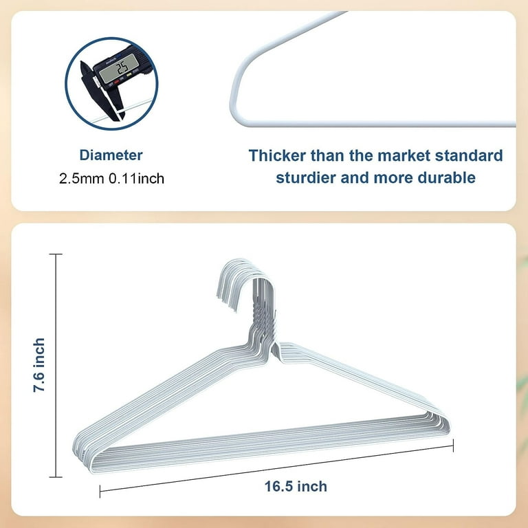  100 Wire Hangers - White Metal Hangers in Bulk - 18 Inch Thin  Standard Dry Cleaner Coated Steel : Home & Kitchen