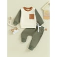 thumbnail image 3 of Baby Boys Clothing Sets 3M 6M 12M 18M 2Y Children Sweatshirt Kids Clothes Baby Contrast Color Long Sleeve Pullover Tops+ Pant Suits 2pcs, 3 of 10