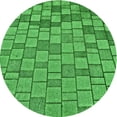 thumbnail image 1 of Ahgly Tapis Rond Lavable en Machine Intérieur Transitionnel Vert Néon, 3 Pieds Rond, 1 of 7
