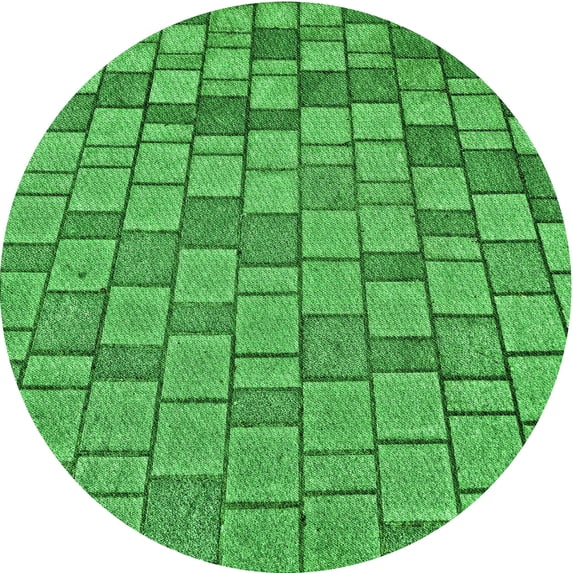 Ahgly Company Indoor Round Patterned Neon Green Area Rugs, 3' Round