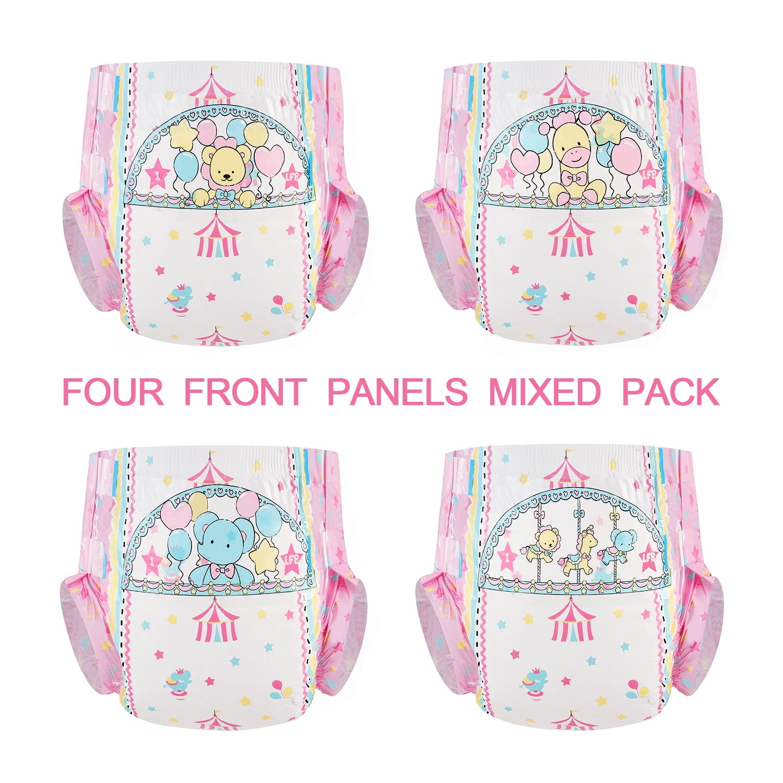 Littleforbig Printed Diaper 10 Pieces - Little Circus (Medium 28"-38") Little Circus Medium (Pack of 10)