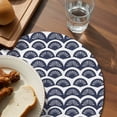 thumbnail image 3 of Navy Blue Pine Leaves Round 13 Inch Placemats Set of 6, Abstract Art Geometric Gray Plaid HeatResistant Non Slip Place Mats for Dining Table, Wipeable Braided Kitchen Table Mats for Housewarming, 3 of 9