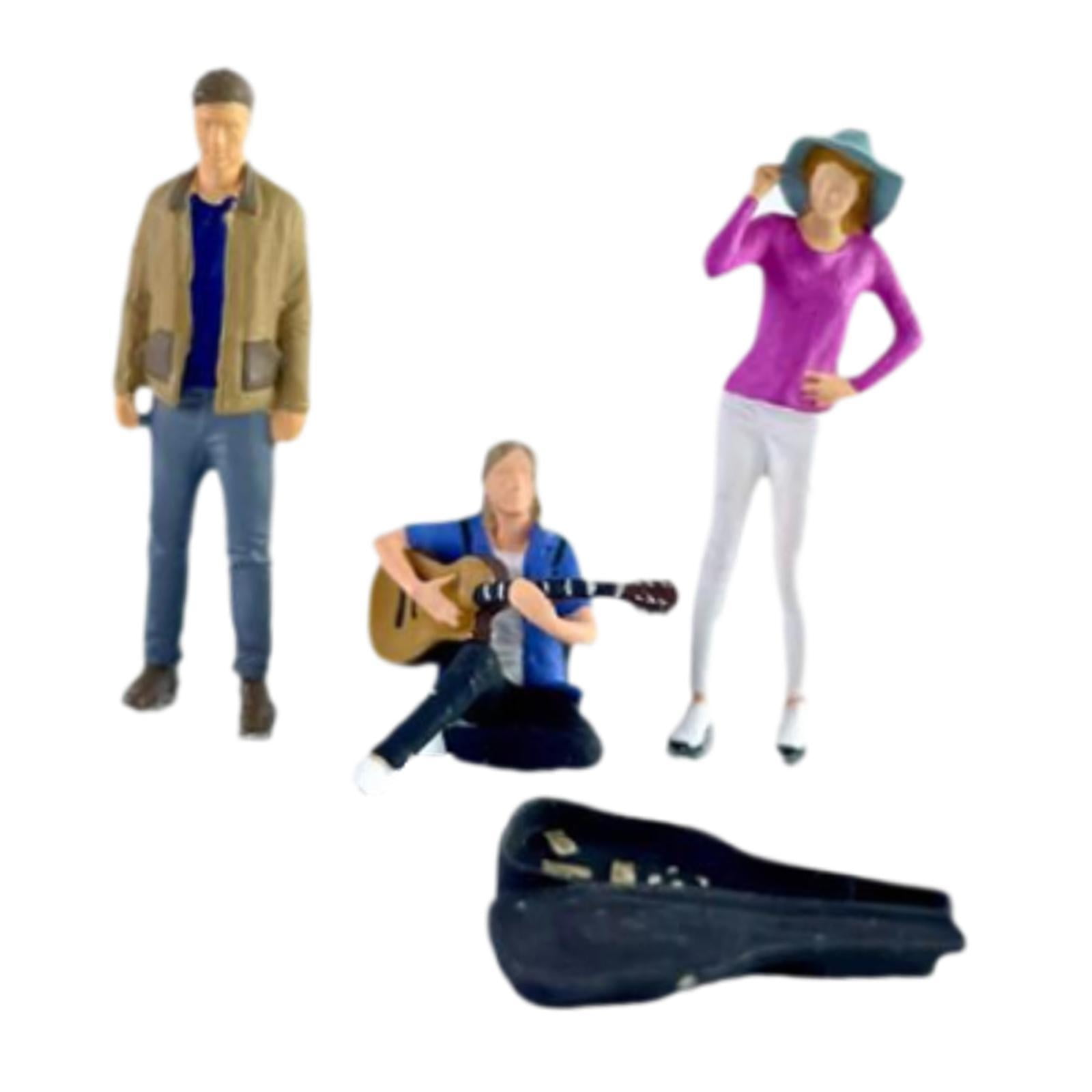 LeeQinersw 3 Pieces 1/64 People Figures Collectibles DIY Crafts Miniature Diorama Guitarist Purple