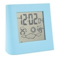 thumbnail image 4 of Reloj despertador con energía solar y doble batería, pronóstico del tiempo, temperatura y humedad, color azul., 4 of 14