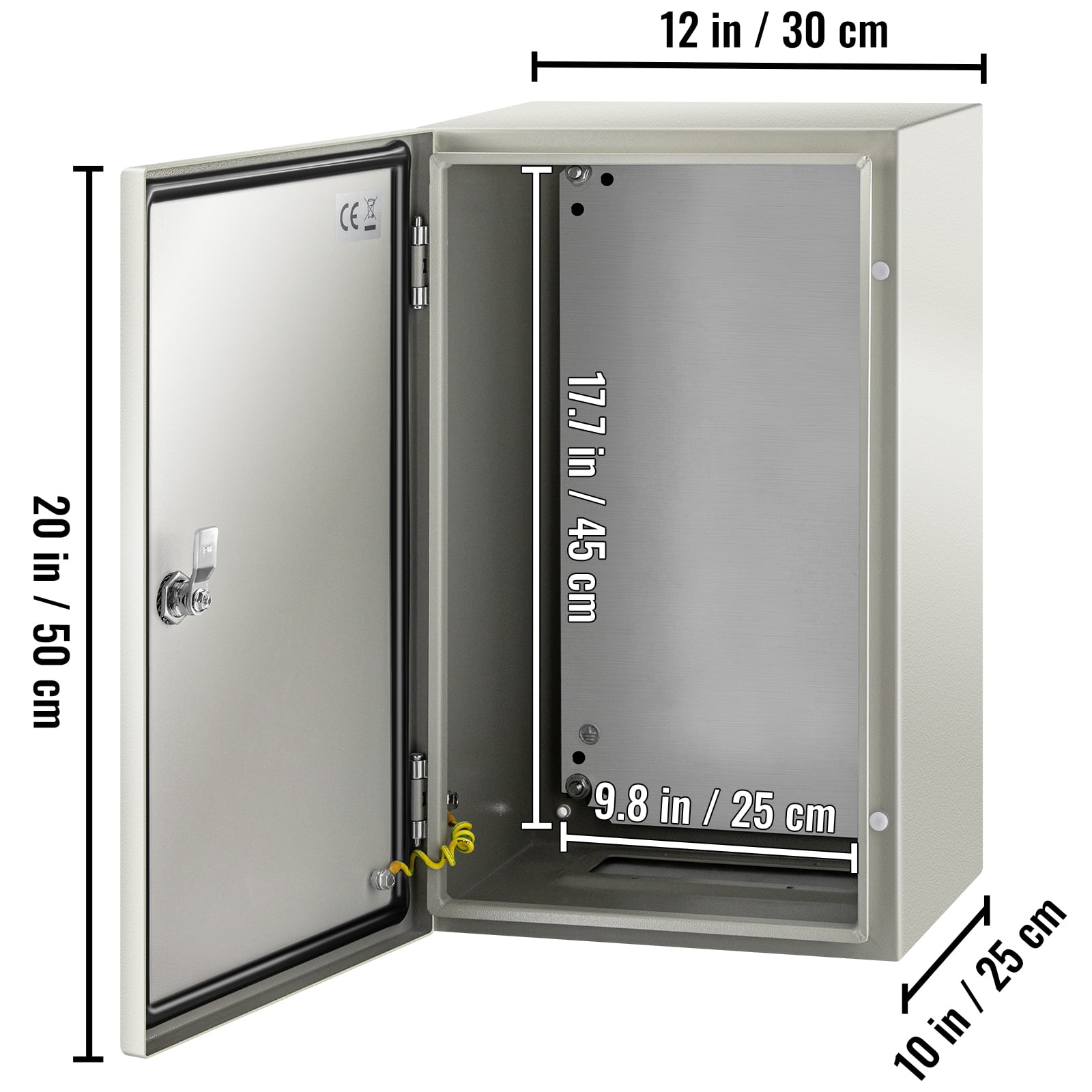 VEVOR NEMA Steel Enclosure, 20 x 12 x 10" NEMA 4X Steel Electrical Box, IP66 Waterproof & Dustproof, Outdoor/Indoor Electrical Junction Box, with Mounting Plate