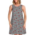 thumbnail image 1 of Fotbe Ladybugs on Black and White Striped Vestido de Verano sin Mangas para Mujer – Vestido Midi Línea A, Estilo Camiseta Floral, Vestido Playero Casual y Fluido, 1 of 7