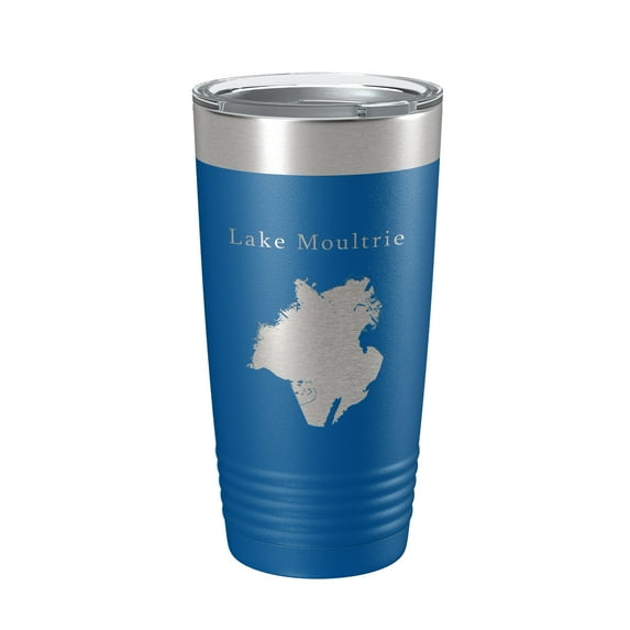 Lake Moultrie Map Tumbler Travel Mug Insulated Laser Engraved Coffee Cup South Carolina 20 oz Royal Blue