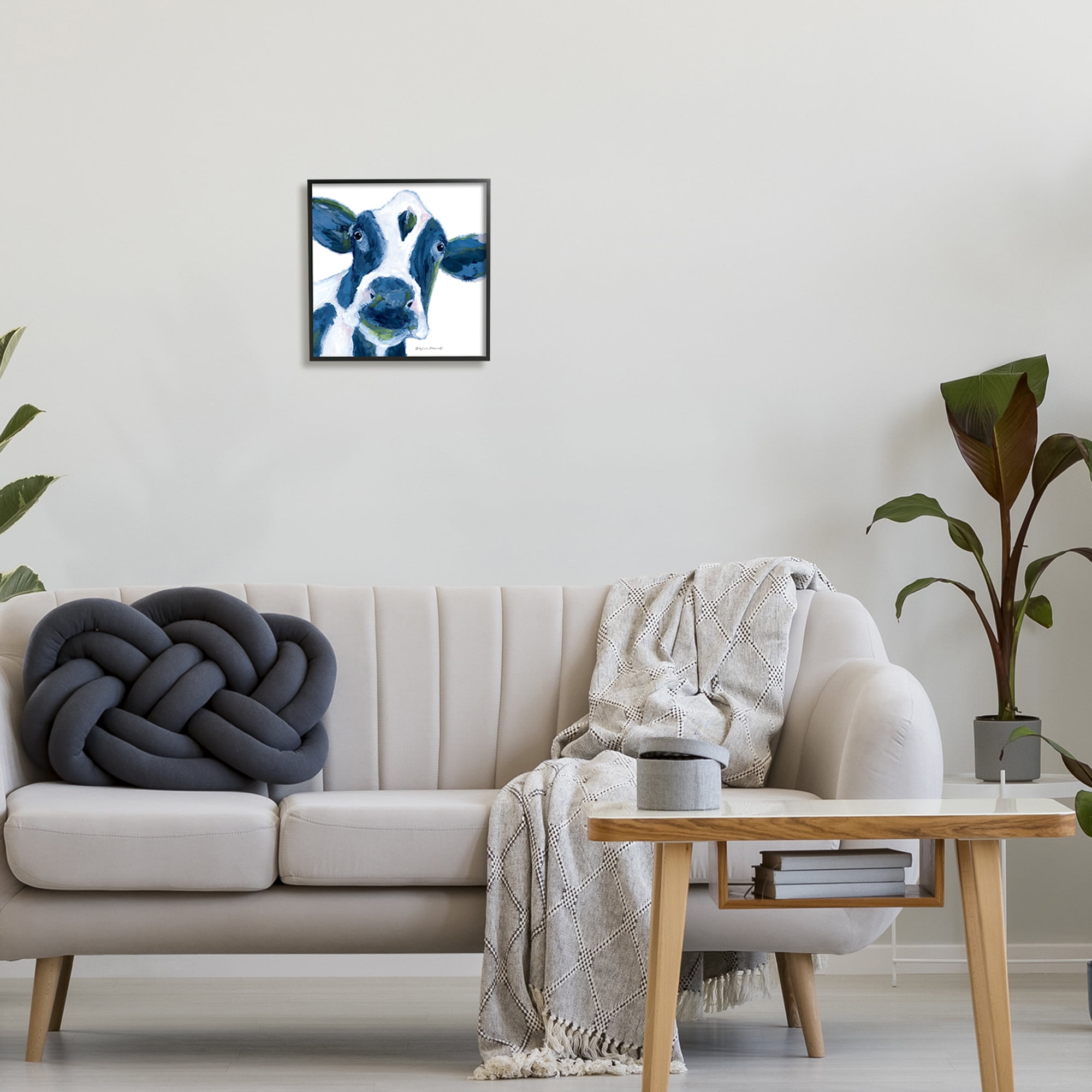 Stupell Country Cow Face Farm Animal Animals & Insects Painting Black Framed Art Print Wall Art