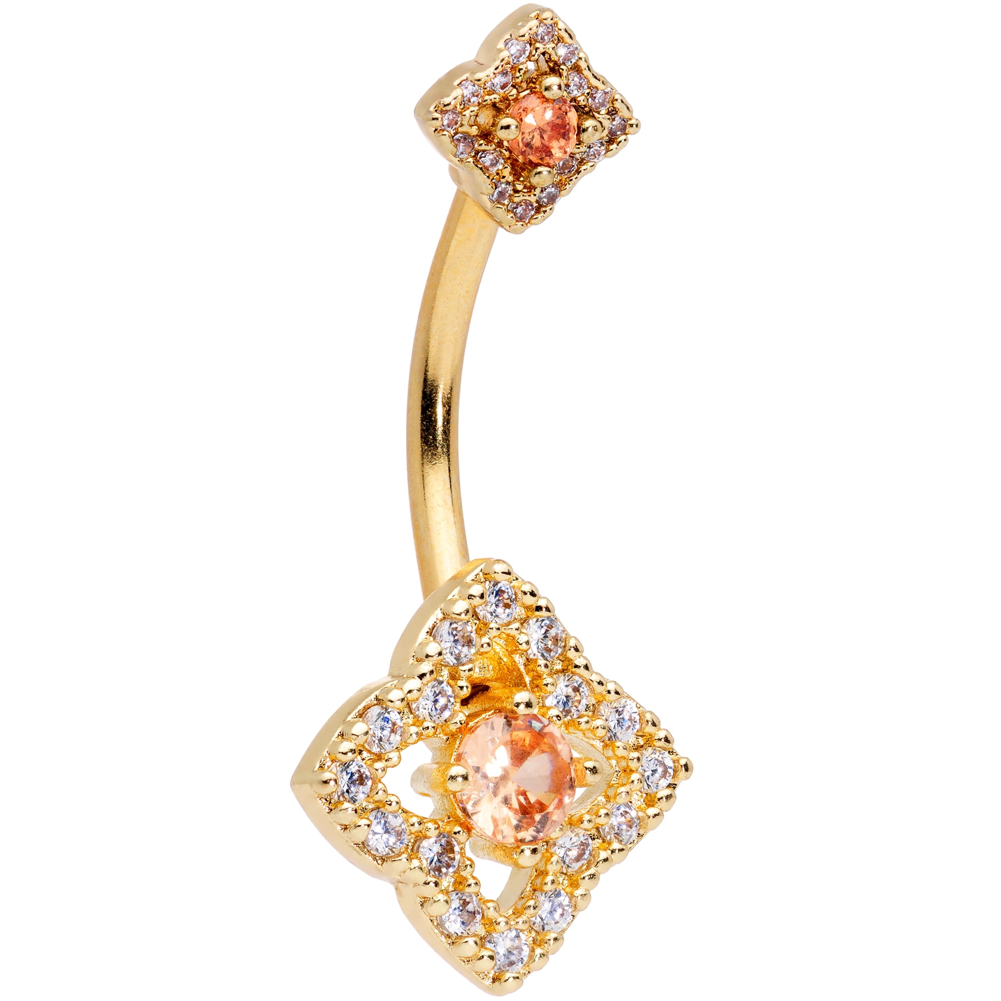 AFFY Round Citrine Belly Button Ring Body Piercing Jewelry in 14K White Gold over Sterling Silver Walmart
