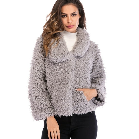 SAYFUT Women's Faux Fur Jacket Shaggy Jacket Winter Fleece Coat Outwear Shaggy Shearling Jacket