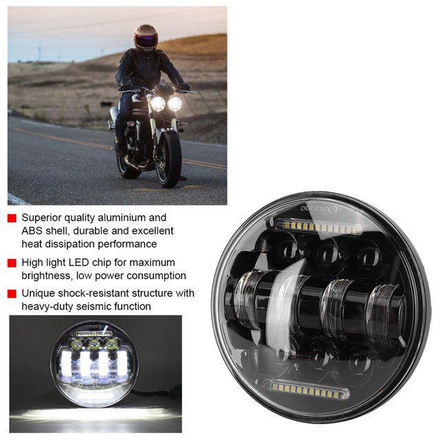 Aramox Motorcycle Headlight,66W 5.75inch Universal LED Motorcycle Headlight Spotlight Work Light White 6000K
