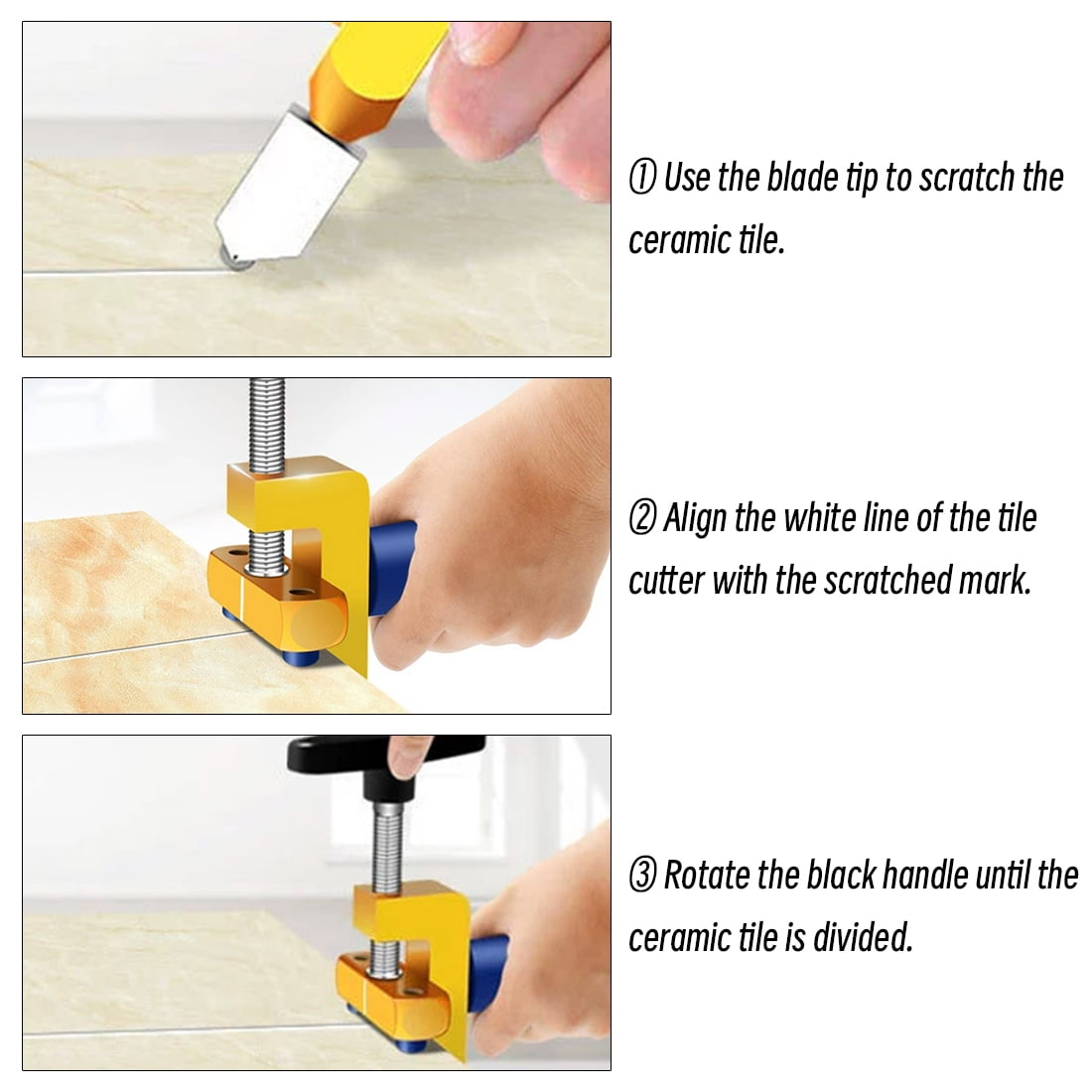 2 in 1 Glass and Tile Cutting Tool with Tungsten Steel Blades and Breaking Pliers – Manual Hand Cutter for Glass, Mirrors, Ceramic and Glazed Tiles – Ideal for DIY and Home Projects