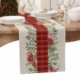 thumbnail image 6 of Christmas Winter Cotton Linen Table Runner for Dining Kitchen, Green Leaves Red Vintage Buffalo Plaid Wedding Outdoor Party Tablerunners Decoration, Dresser Scarf Coffee Tablecloth Runners 13"x120", 6 of 9