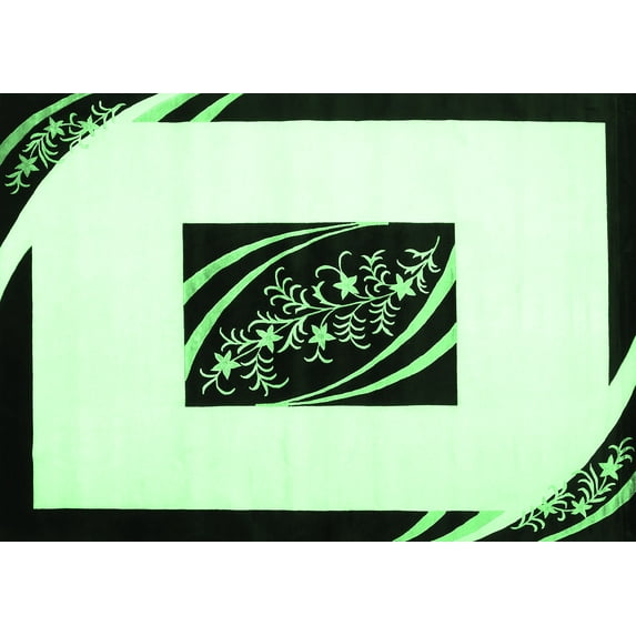Ahgly Company Indoor Rectangle Abstract Emerald Green Contemporary Area Rugs, 5' x 8'