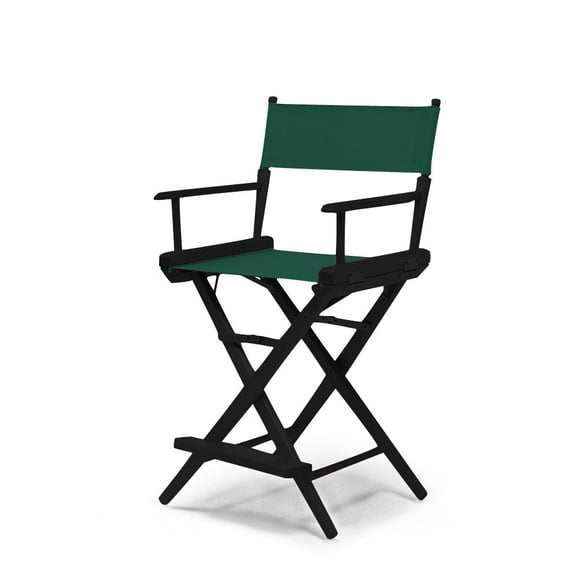 Telescope Casual Chaise de Réalisateur Hauteur Comptoir Célèbre avec Finition Noire et Tissu Vert Forêt