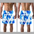 thumbnail image 3 of luoweisi Men's Beach Shorts Quick Dry Swim Trunks with Mesh Lining Blue and White Geometry L, 3 of 5