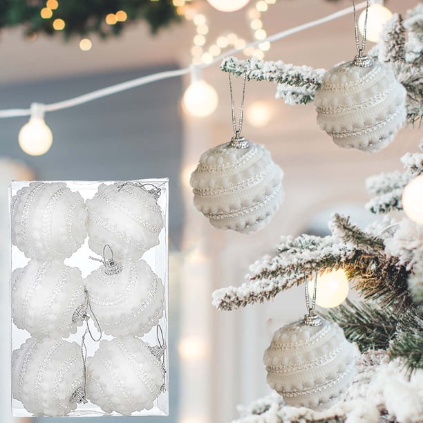 Ganfancp Christmas New Glitter Foam Ball Set Christmas Tree Pendant Decorations Christmas Tree Decoration Ball Window Door Hanging Ornaments Ofertas Flash Liquidación Bola de Navidad*6