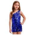 thumbnail image 2 of YiZYiF Flower Girls One Shoulder Jumpsuit Sleeveless Princess Pageant Prom Party Sequins Romper Royal Blue 6, 2 of 7