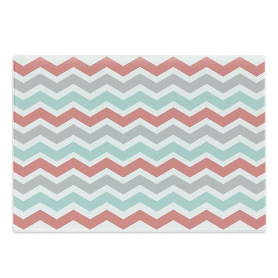 Chevron Cutting Board, Geometric Design with Modern Zigzags in Bold Style, Decorative Tempered Glass Cutting and Serving Board, in 3 Sizes, by Ambesonne