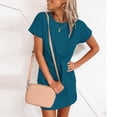 thumbnail image 1 of Gspmoly Robes pour Femmes, Robe Décontractée et Tendance pour Femmes à Col Rond Coloré avec Lien, Manches Courtes, Robes Formelles pour Femmes Offres du Jour, 1 of 3