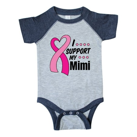 

Inktastic Breast Cancer Awareness I Support My Mimi with Pink Ribbon Gift Baby Boy or Baby Girl Bodysuit