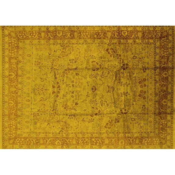 Ahgly Company Machine Washable Indoor Rectangle Oriental Yellow Industrial Area Rugs, 2' x 3'