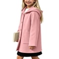 thumbnail image 5 of lcziwo Long Trench Coats for Girls Cute Button Down Hooded Overcoat with Pockets Solid Color Long Sleeve Warm Outerwear Pink,6-7 Years, 5 of 10