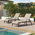 thumbnail image 2 of PURPLE LEAF Outdoor Chaise Lounge Chair Set of 3 with Side Table Adjustable Aluminum Chairs Khaki for Outside Yard Patio Pool Garden Beach, 2 of 9
