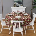 thumbnail image 2 of Red Christmas Ornament Pattern Round Tablecloth 60"x60",Wrinkle Wipeable Table Cloth for Kitchen Dining Room Picnic Patio Party, 2 of 6