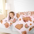 thumbnail image 3 of Erosebridal Cartoon Capybara K Letter Monogrammed Queen Comforter Set 3pcs For Kids Boys Girls,Cute Animal Funny Food Bedding Comforter Set,Pink Reversible, 3 of 7