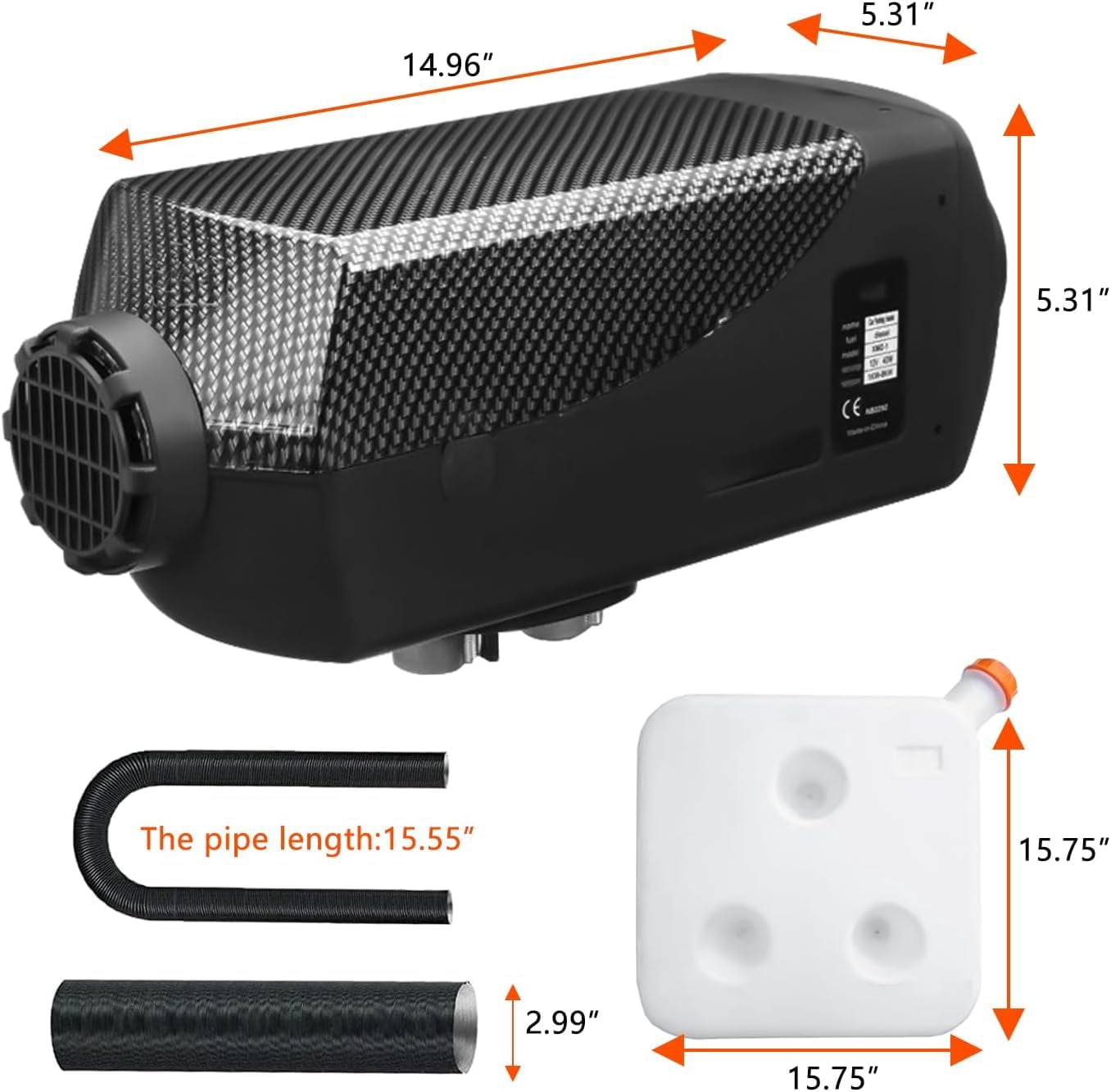 Jacgood 12V Diesel Air Heater,Digital Display 5KW for Car Trucks Motor-home Boat Bus Can(with LCD Monitor, Tank & Silencer),Black