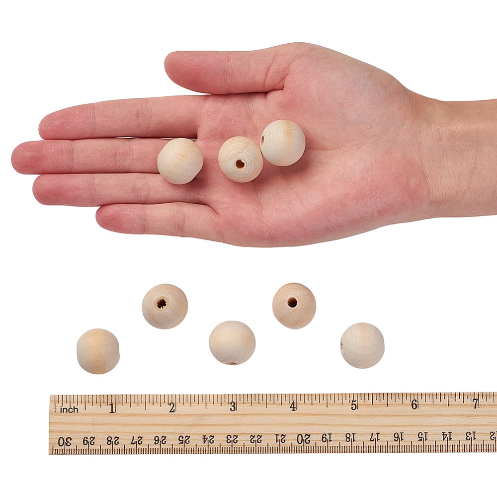 500pcs Natural Unfinished Wood Beads Round Wooden Loose Beads Spacer Beads for Craft Making Macrame Beads Large Hole Beads Lead Free Moccasin 20mm Hole: 4~5mm
