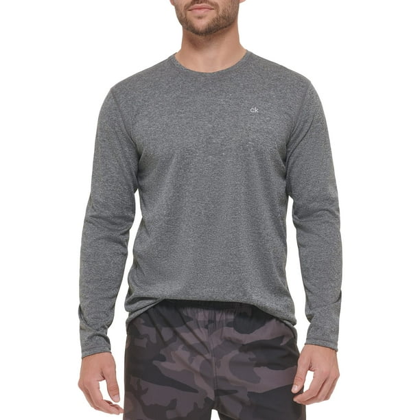 Calvin Klein Men s Standard Light Weight Quick Dry Long Sleeve 40 UPF Protection Grey Heather Medium