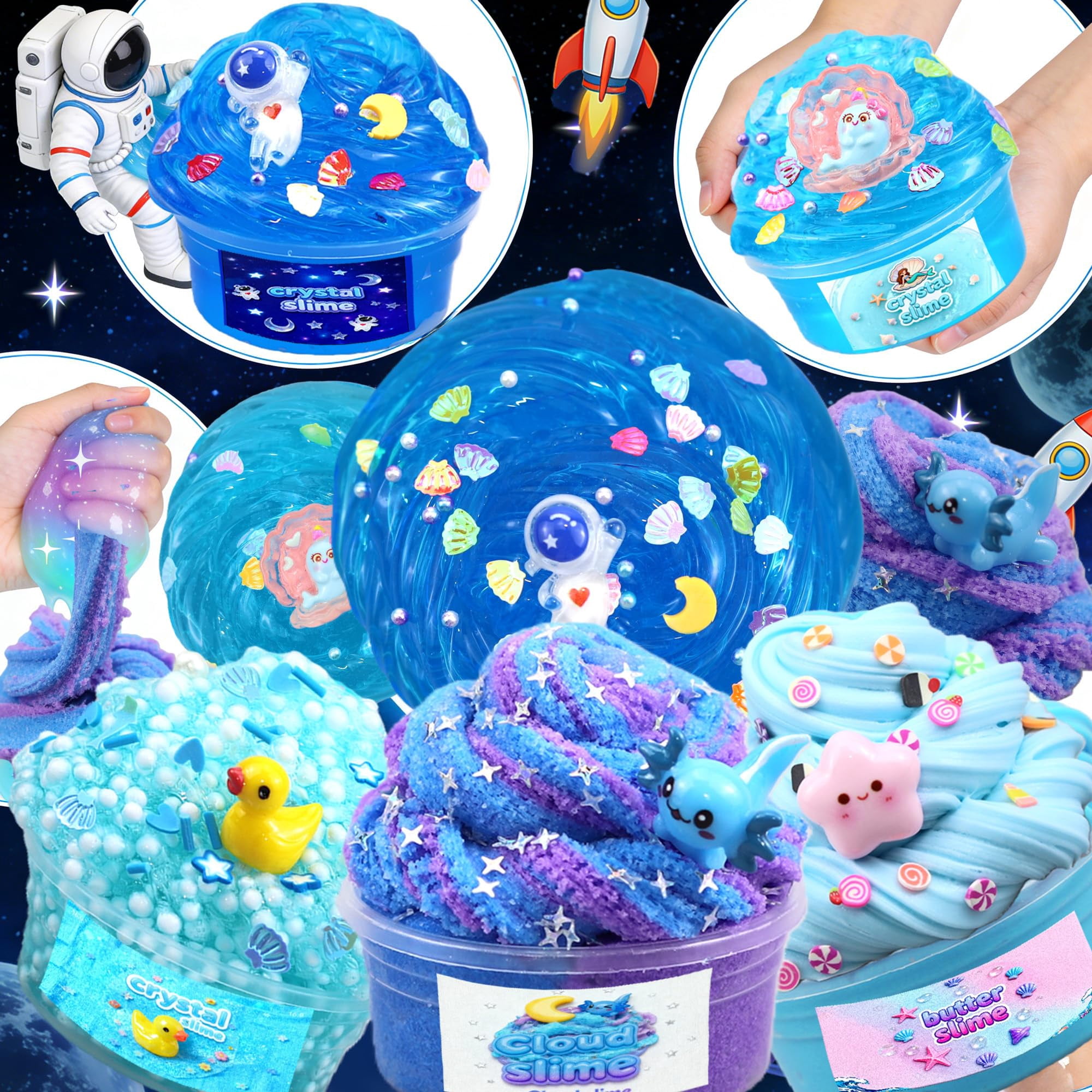 12 Pack Slime kit,DIY Butter Slime,Stress Relief Toys,Craft Toy, for Girl and Boys Party Favors,Easter Basket Fillings and Birthday Gift