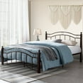 thumbnail image 4 of Farmhouse King Metal Bed Frame, Includes Headboard, Ideal for Rustic Decor, Brown, 4 of 6