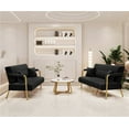 thumbnail image 3 of Yaheetech 56.5" W Upholstered Sofa Couch with Gold Tone Metal Arms and Legs, Black, 3 of 6