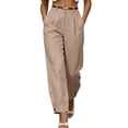 thumbnail image 3 of Bloomae Women's Barrel Leg Dress Pants High Waisted Business Casual Palazzo Pants Trendy Front Pleated Work Office Slacks Trousers with Pockets(Belt is not Included), 3 of 8