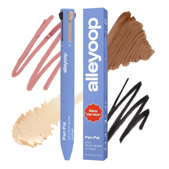 Alleyoop Pen Pal Lápiz de maquillaje 4 en 1 - Viene con delineador de ojos, resaltador, delineador de labios y lápiz de cejas - Retoque sobre la marcha - Vegano sin crueldad (en colorete (ligero))