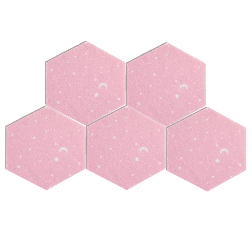 Xmarks 5 Pcs Thick Hexagon Felt Board Tiles SelfAdhesive Pin Board