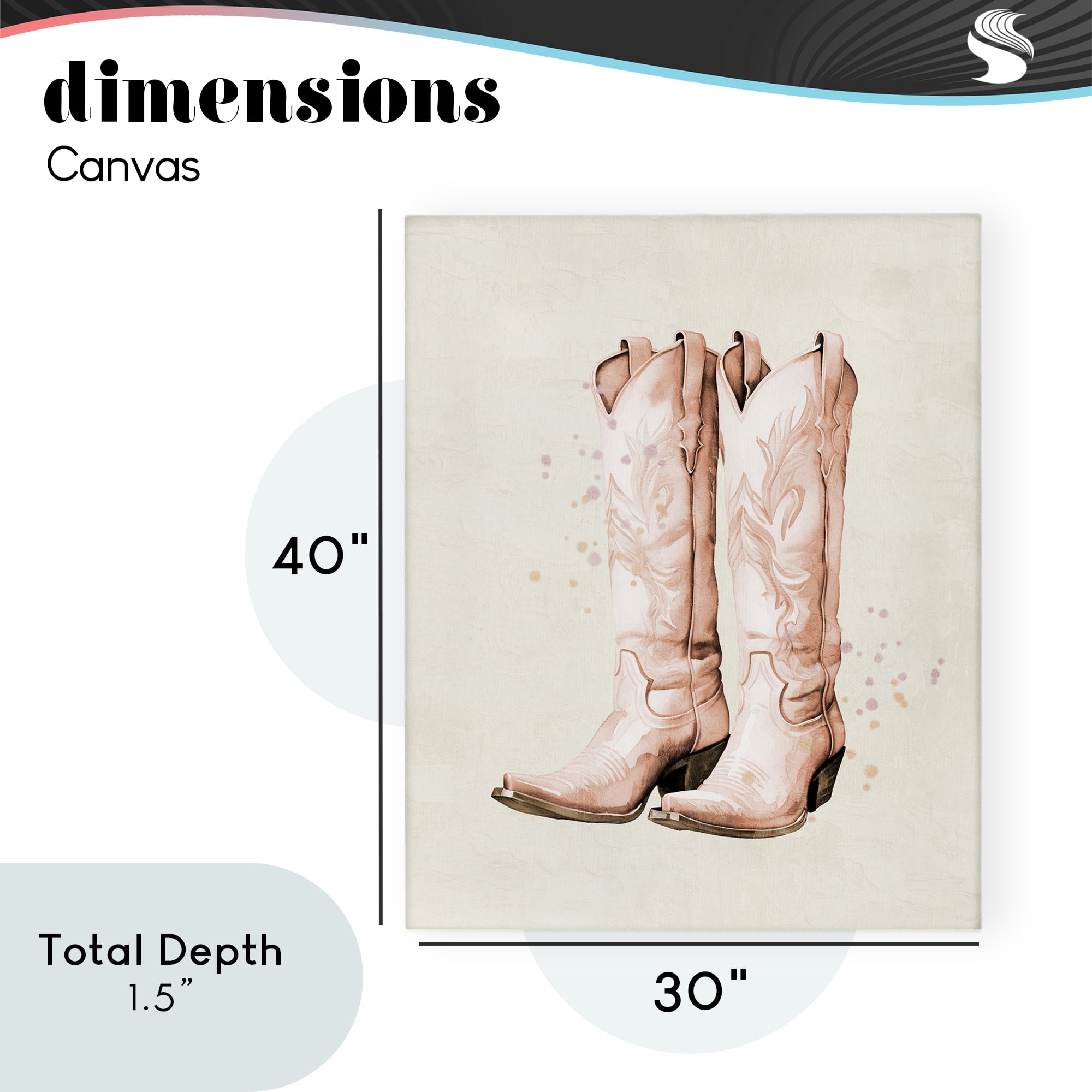 Howdy Cowgirl Pastel Boots Canvas Wall Art, design by Kim Allen